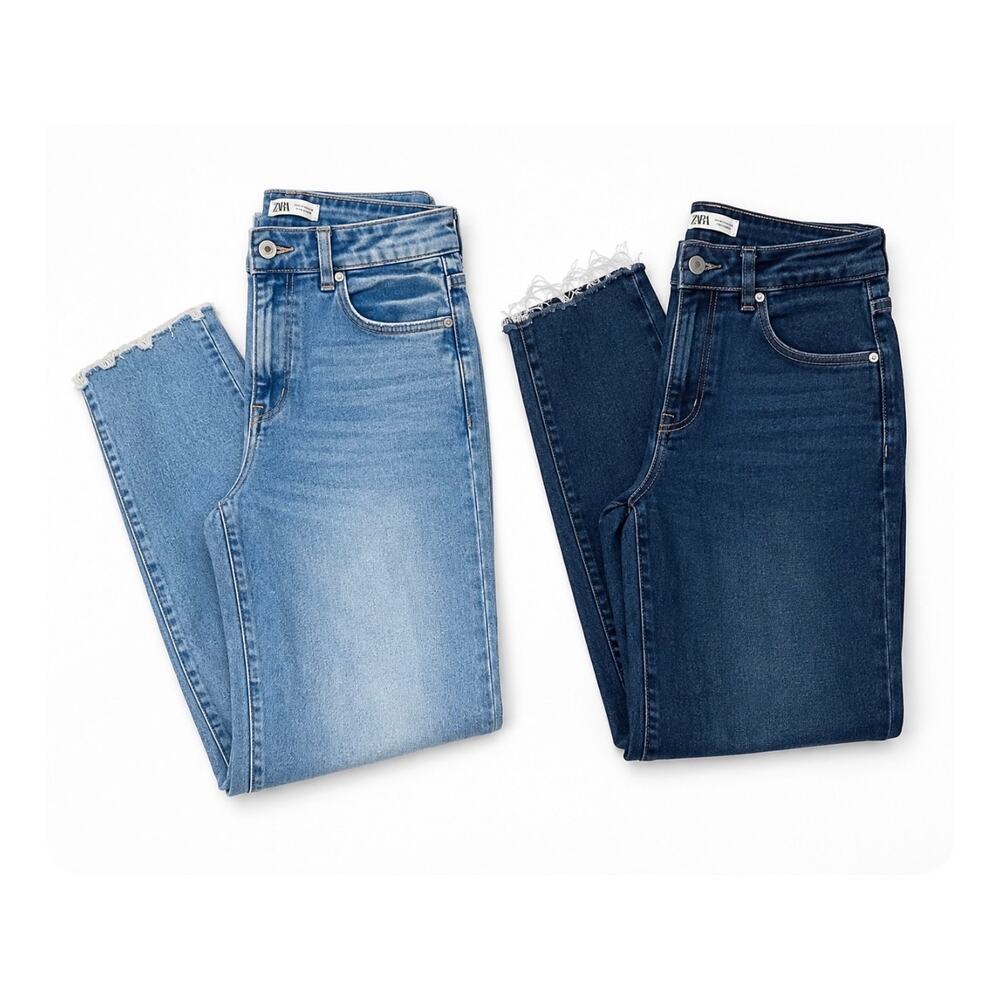 Good American Good Leg Skinny Jeans Set of 2 6/28 Light Dark Wash High Rise